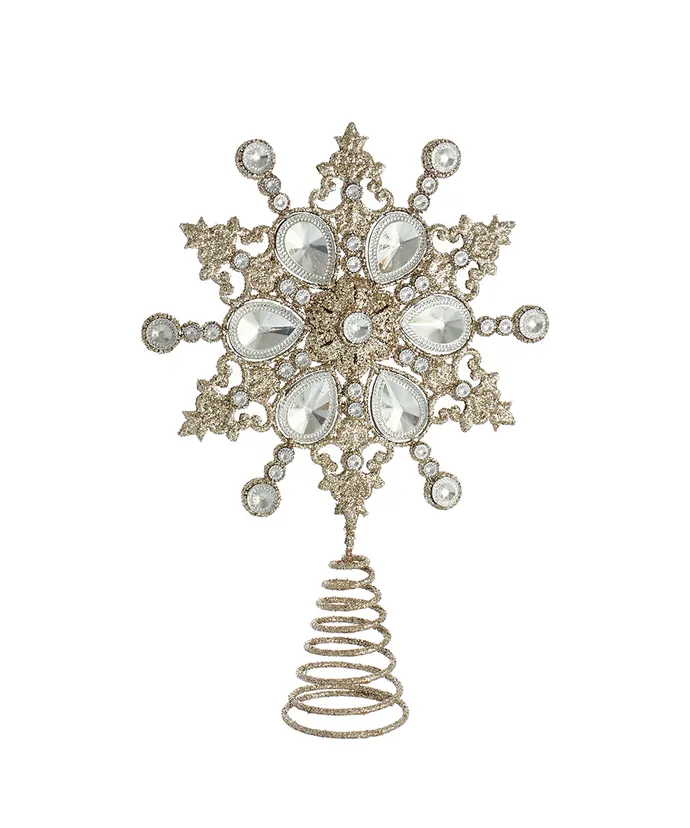 Metal Snowflake Tree Topper with Jewels 12”