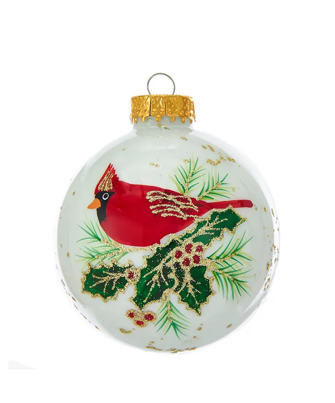 Glass Cardinal Ornaments on White
