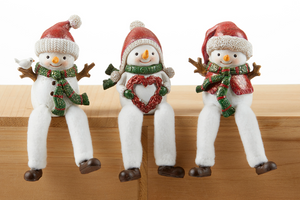 Dangle Leg Snowman Resin Figure