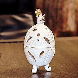 Small Ceramic Egg Candle Holder with Lid