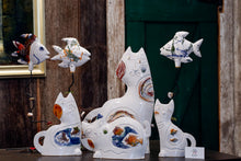 Medium Ceramic Cat (Blue, Green, White, Brown, or Red)