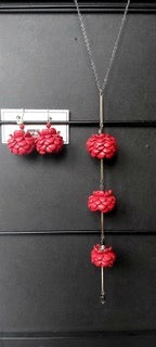 Handmade Leather Earrings  dangling  Flower