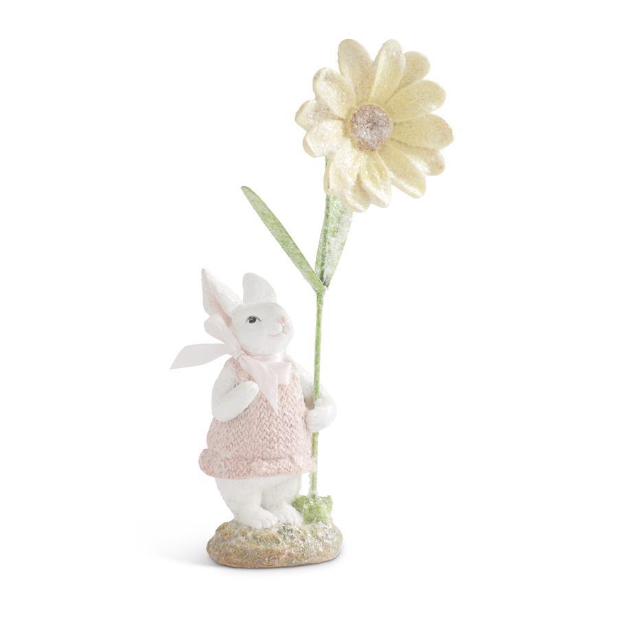 Sweet Glitter Bunny with Daisy Figurine