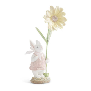 Sweet Glitter Bunny with Daisy Figurine