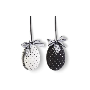 Black & White Polka Dot Egg Ornaments w/Bow