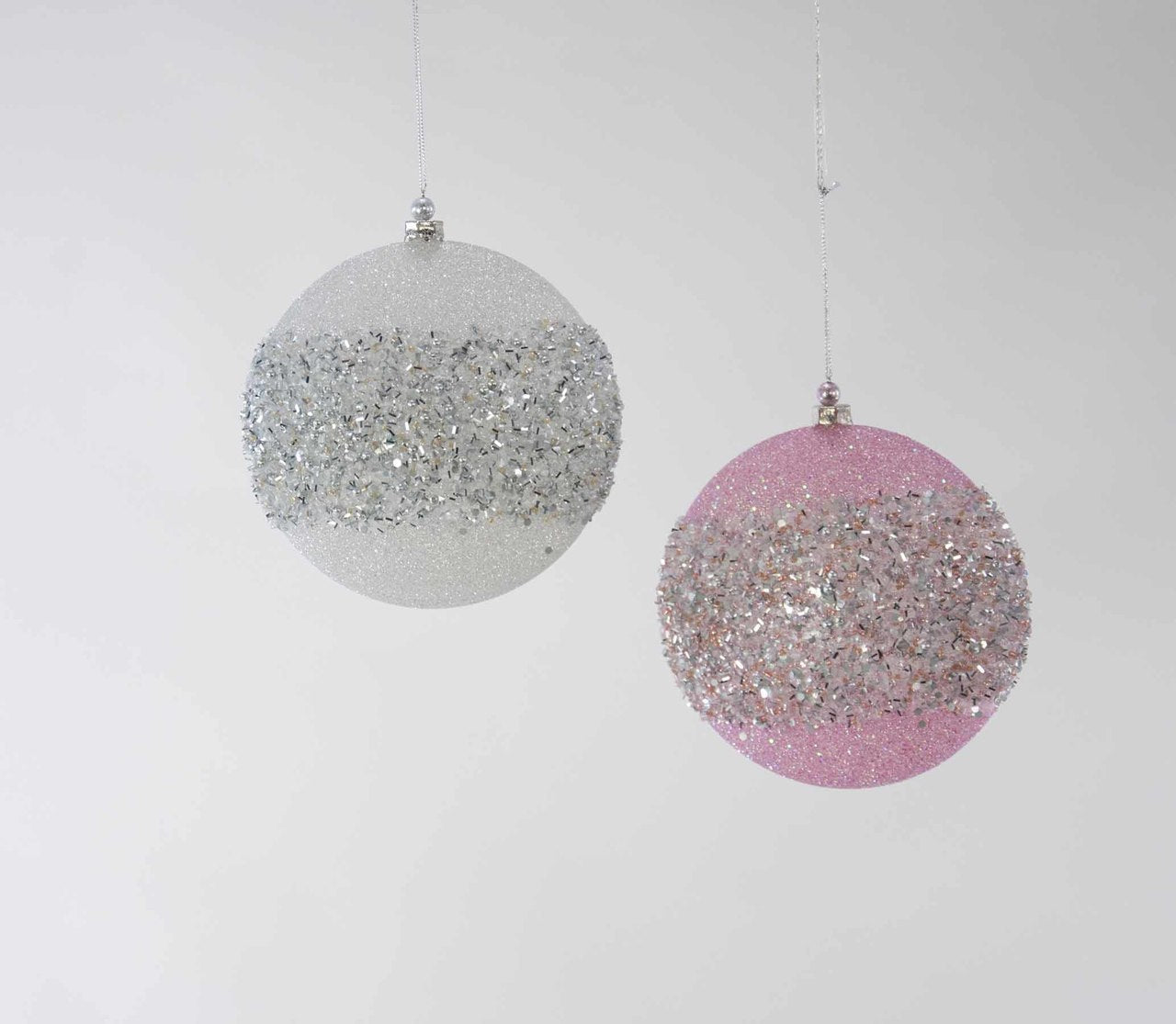 Pink/Silver Encrusted Ornament