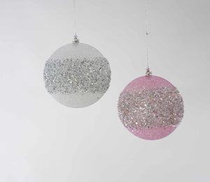 Pink/Silver Encrusted Ornament