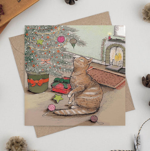 “Cat and Christmas Tree” Greeting Card