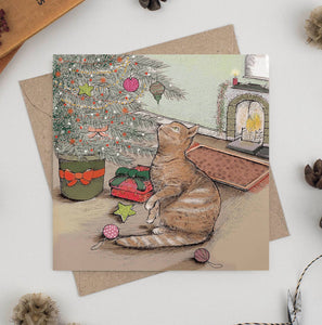 “Cat and Christmas Tree” Greeting Card
