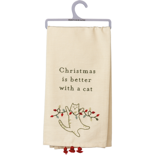 “Christmas Is Better with a Cat” Kitchen Towel