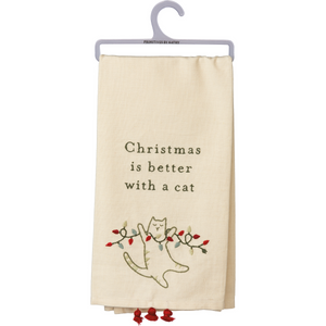 “Christmas Is Better with a Cat” Kitchen Towel
