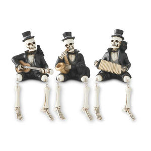 Assorted 8.75 Inch Resin Skeleton Musicians (3 Styles)