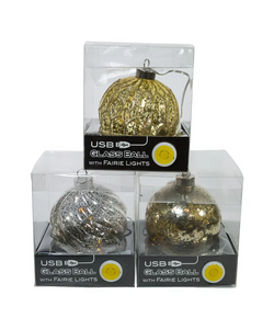 Metallic USB LED Ball Ornament 100mm