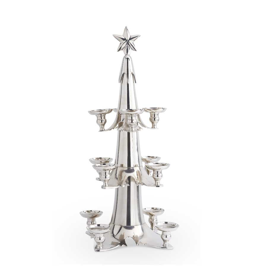 33 Inch Silver Plated 3 Tiered Tree Candleholder