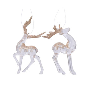 acrylic deer w hang w glit 2as