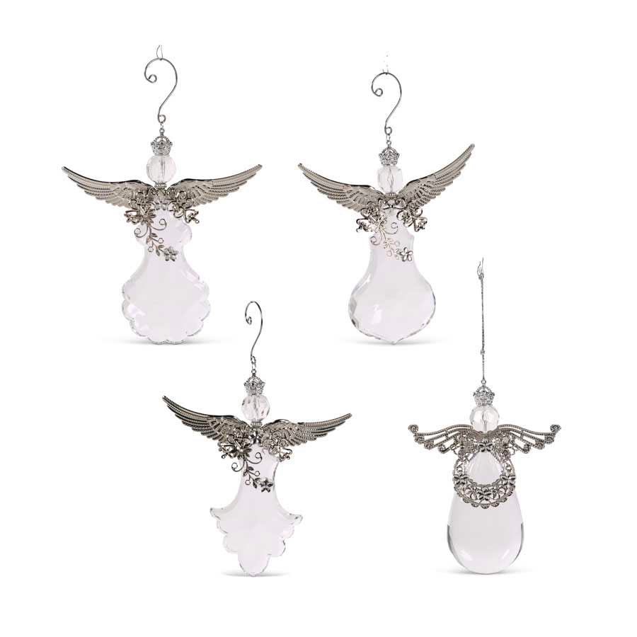 Assorted 5.5 inch Crystal Angel Ornaments (4 Styles)