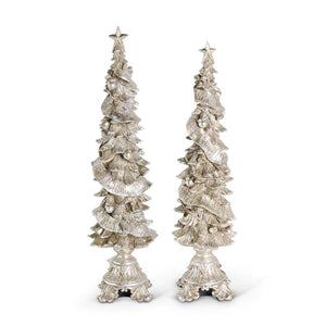 Glittered Resin Champagne Christmas Tree on Pedestal