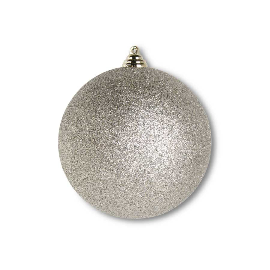 5.5 Inch Champagne Glittered Shatterproof Round Ornament