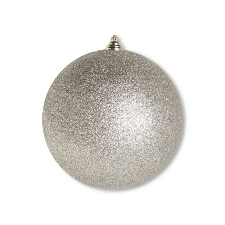 7.5 Inch Champagne Glittered Shatterproof Round Ornament