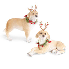 Resin Brown Dog w/Antlers and Wreath (2 Styles)