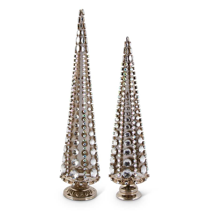 Antique Gold Jeweled Metal Mesh Trees