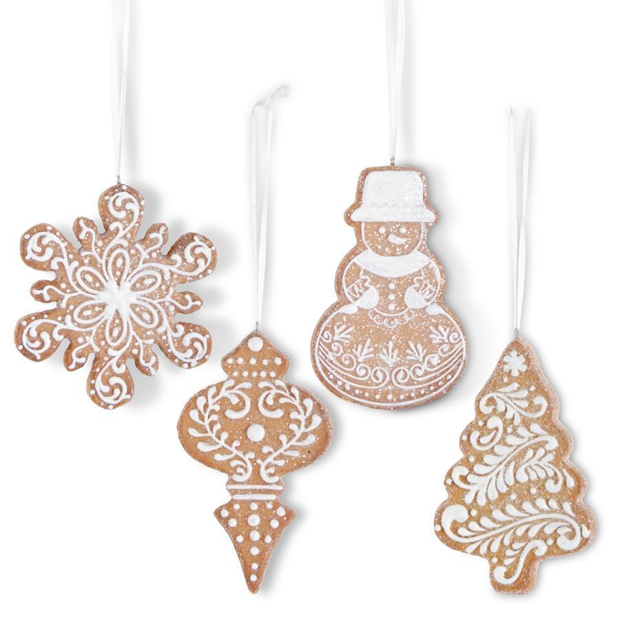 BROWN RESIN GLITTERED GINGERBREAD ORNAMENT