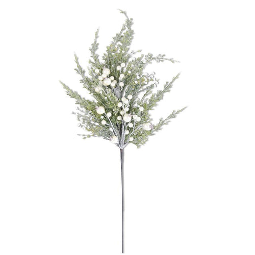 30 INCH SNOWY CYPRESS PINE SPRAY W/PEARLS