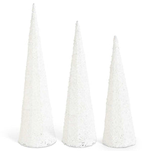 Set of 3 White Wire Cone Trees w/Pearls (Grad Sizes)