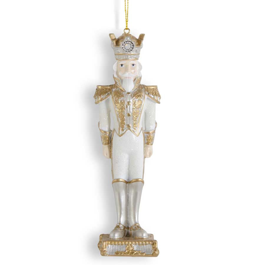 6.5 Inch White Gold & Silver Resin Soldier Ornament