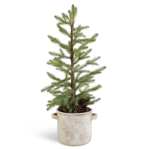 30 Inch Pine Tree in Rustic Cream Crock w/Pinecones