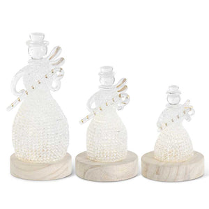 Handmade Spun Glass LED Snowmen Grad. Sizes