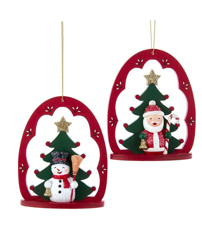 “Red Arch” German Santa / Snowman Ornament