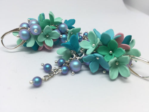 Hand Made Flowery Long Earrings