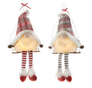 LED IceCap Plush Hanging Gnome on Swing