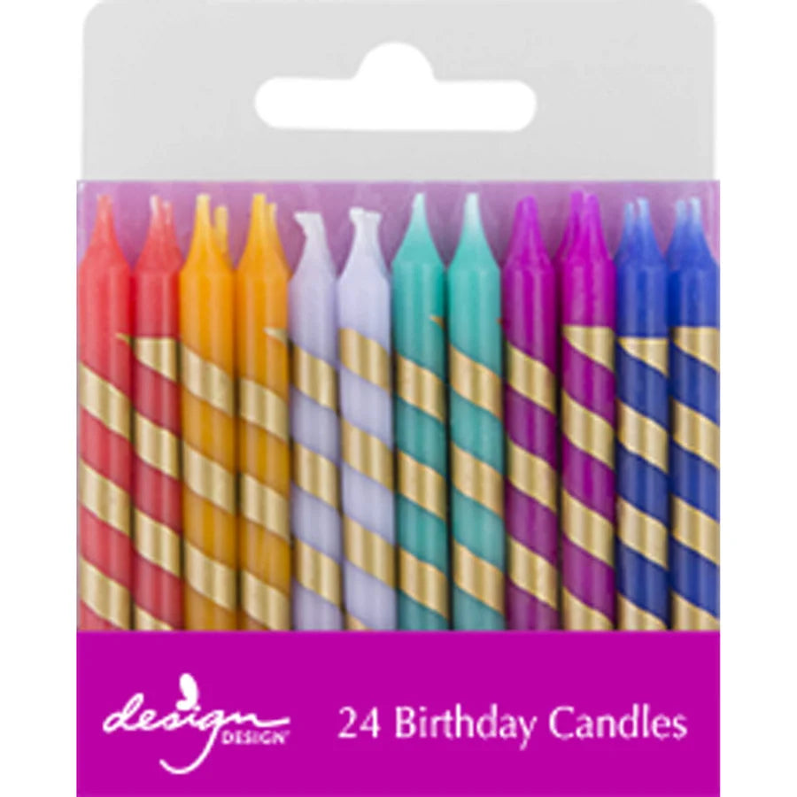 Multicolor with Gold Stripes Stick Candles