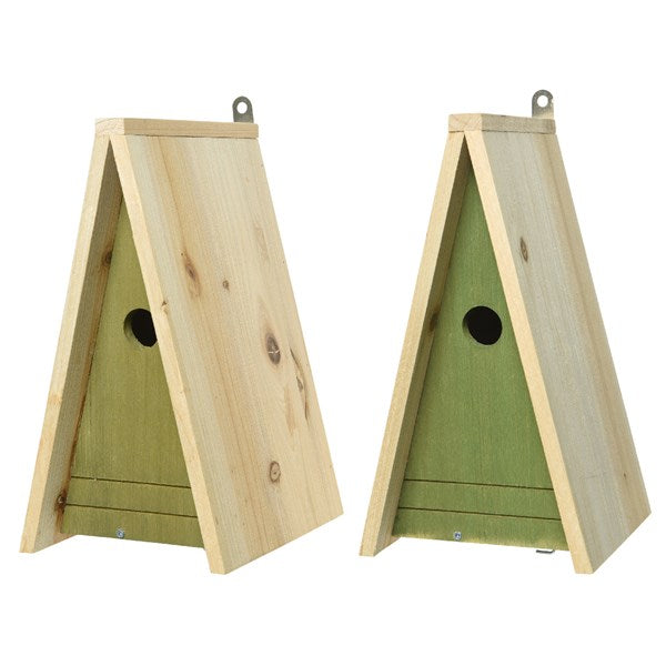 Birdhouse firwood triangle blue tit 2col ass outdoor