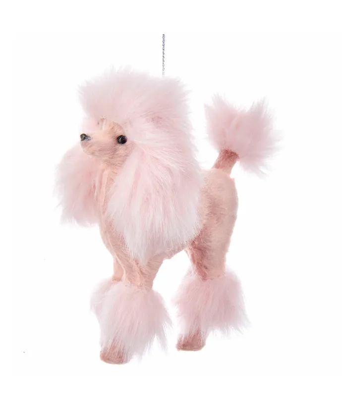 Furry Pink Poodle Ornament