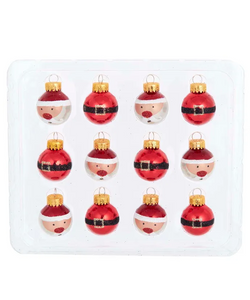 Miniature Santa and Buckle Glass Ball Ornament 12-Piece Box Set