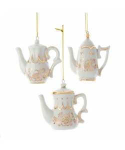 Jeweled White and Gold Teapot Ornament
