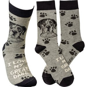"I Love My Great Dane" Dog Breed Socks