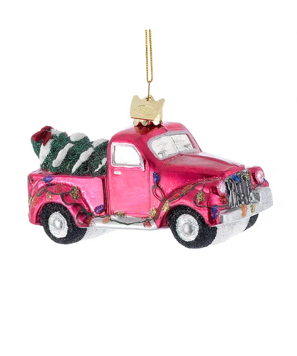 Noble Gems™ Truck With Christmas Tree Glass Ornament