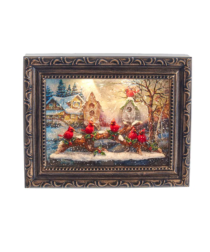 Battery-Operated Musical Water Cardinals Frame
