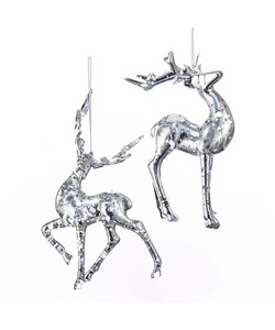 Mercury-Look Silver Deer Ornament