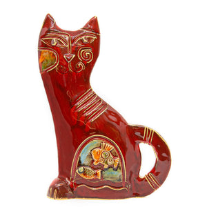 Small Ceramic Cat (Green, Yellow, Brown, White or Red)