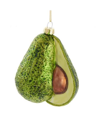 Glass Avocado Ornament 4”