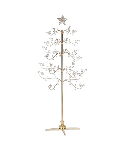 Revolving Gold Metal Tree Ornament Stand