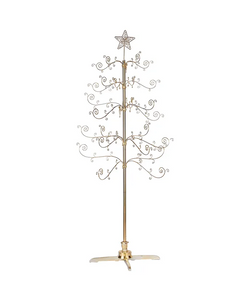 Revolving Gold Metal Tree Ornament Stand