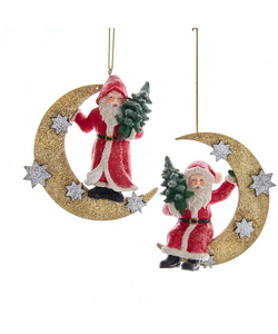 “Der Mond” German Santa on Moon Ornament