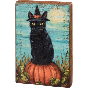 “Cat Witch” Halloween Block Sign