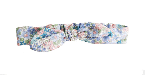 Beautiful Bow Headband in Blue Floral for Baby Girls